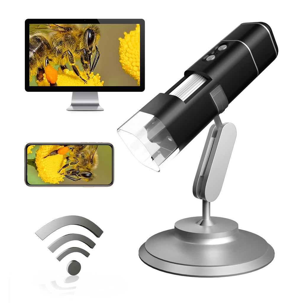  [AUSTRALIA] - 7 inch Digital Microscope Wireless Digital Microscope with 64GB TF Card, 1200x Magnification, 12MP Ultra-Precise Focusing Camera 1080P Video Microscope 8 LED Lights (Wireless)