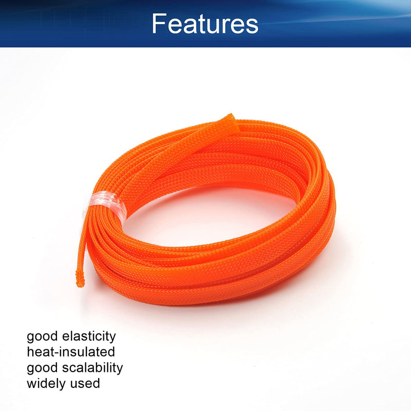  [AUSTRALIA] - Bettomshin 1Pcs 16.4Ft PET Braided Cable Sleeve, Width 10mm Expandable Braided Sleeve for Sleeving Protect Electric Wire Electric Cable Orange