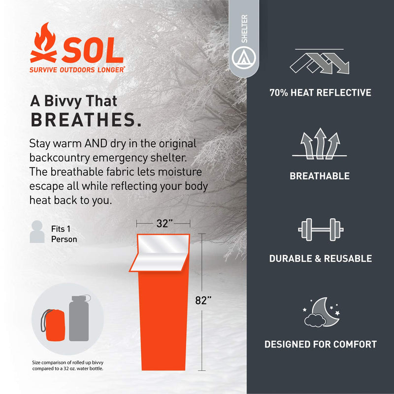  [AUSTRALIA] - S.O.L. Survive Outdoors Longer S.O.L. 70% Reflective Escape Lite Emergency Bivvy