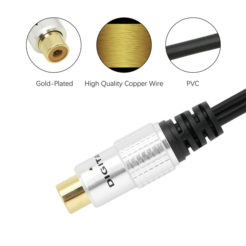 SinLoon RCA Video Audio Y-Splitter Cable,Premium Aluminium Alloy Single 1-RCA Female to Dual 2 RCA Female Digital Coaxial Splitter Gold Plated Adapter Audio Cable(RCA/F-2F) - LeoForward Australia