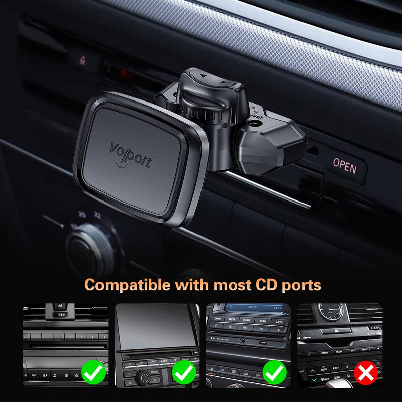  [AUSTRALIA] - volport CD Slot Magnetic Phone Car Mount, Universal 360 Magnet CD Player Mount Cell Phone Holder for Any Cell Phone, Mini Tablets, GPS, iPhone 14 Plus 13 12 11 Pro Max Mini Series, Samsung, etc.