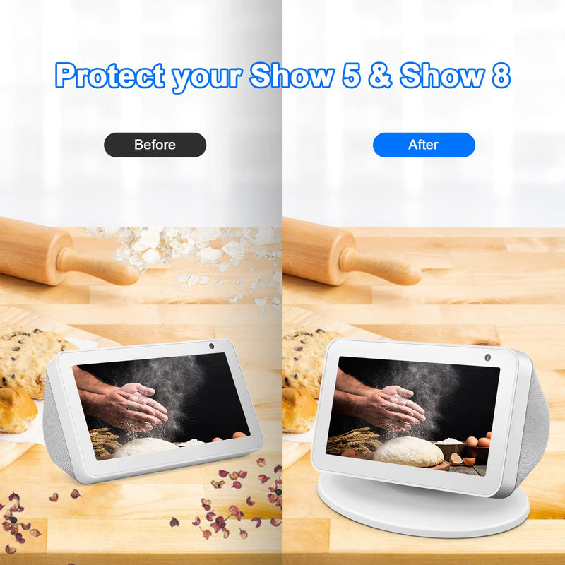  [AUSTRALIA] - Stand for Echo Show 5 & Echo Show 8, Universal Adjustable Speaker Stand Mount Magnetic Holder with Aluminum Anti-Slip Base, 360 Degree Rotation, Tilt Function (White) Show 5 Stand-White
