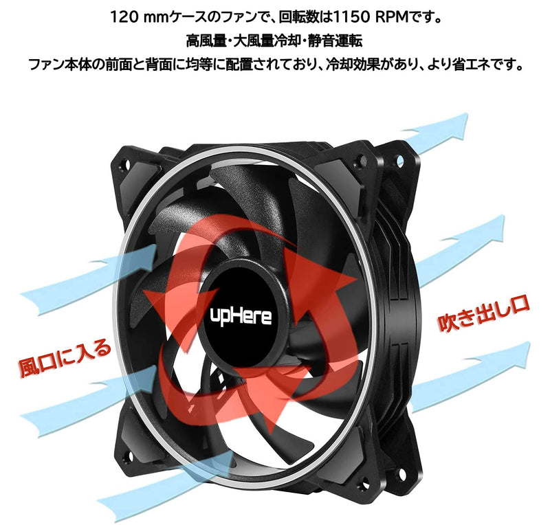  [AUSTRALIA] - upHere 120mm RGB LED with Remote Control Case Fan,Dual Halo LED Pc Fan,High Performance Silent Fan for PC Cooling,EN1206-3 EN1206-3 3-Pack Controlled by Wireless Remote