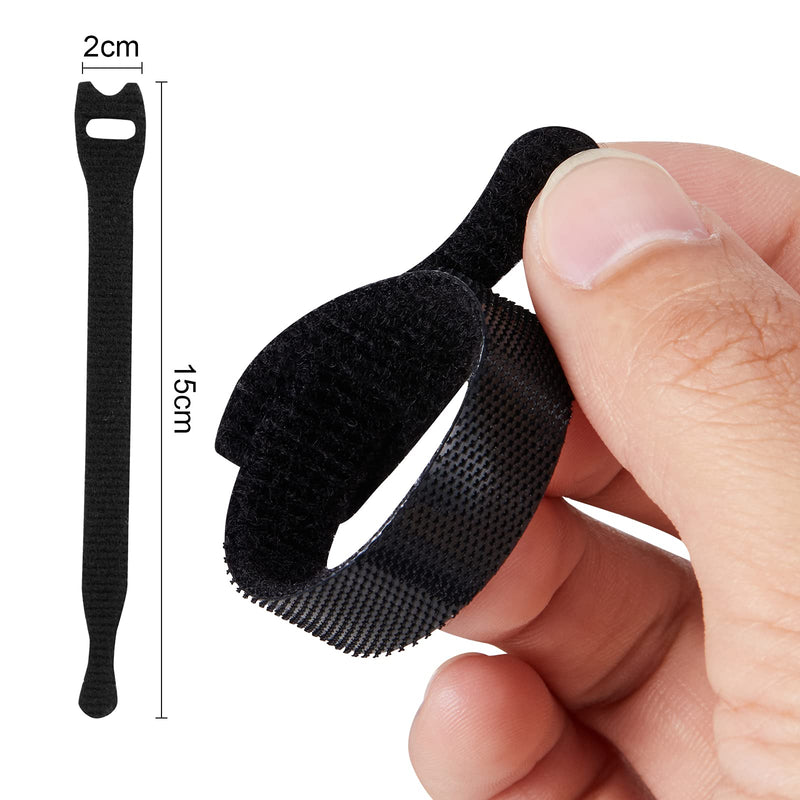  [AUSTRALIA] - 100Pk Reusable Cable Ties Cable Straps, Trilancer 6''x0.47'' Thin Wire Cord Organization Ties with Hook and Loop for Home, Office and Data Centers(Black)