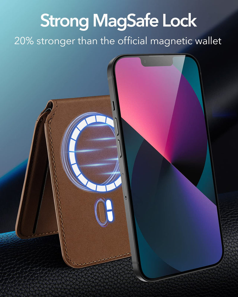  [AUSTRALIA] - ESR HaloLock Vegan Leather Wallet Stand Classic Hybrid Magnetic Case with HaloLock, Compatible with iPhone 14 Pro Max case, Compatible with MagSafe, Shockproof Military-Grade Protection