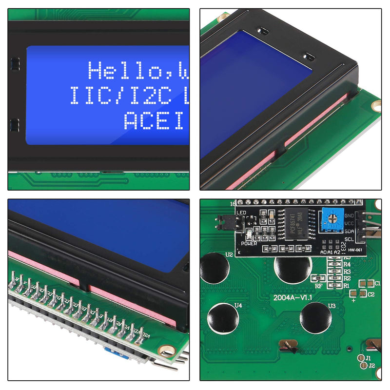  [AUSTRALIA] - ACEIRMC 3pcs IIC I2C TWI Serial LCD 2004 20x4 Display Screen Blue + IIC I2C Module Interface Adapter for Raspberry Pi Arduino (Blue)