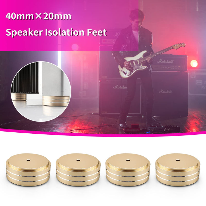  [AUSTRALIA] - Audiocrast 4X Gold HiFi Speaker Isolation Feet Pad, Aluminum 40x20mm Turntable Stand Feet Amplifier Shock Absorber Non-Slip Hi-End Vibration Dampener Floor Protector for Subwoofer DAC CD Turntable Amp