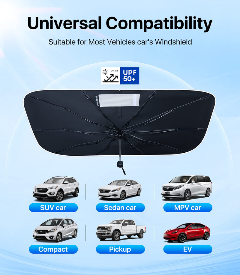  [AUSTRALIA] - (2023 Upgraded) andobil Car Windshield Sun Shade Umbrella -Super Heat Insulation Protection- Foldable Sunshade for Car Windshield -Car Accessories Interior -Easy to Use-Out Keeps Car Cool -Medium Medium (56*33inch)