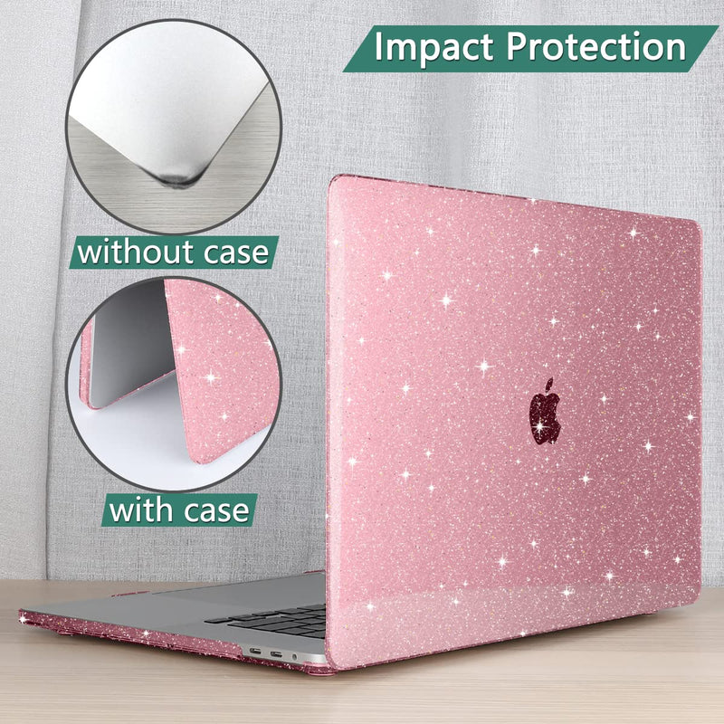  [AUSTRALIA] - DONGKE for MacBook Pro 13 inch Case 2022 2021 2020 Release Model A2338 M2/M1 A2251 A2289, Bling Plastic Hard Shell Case & Keyboard Cover Only Compatible with MacBook Pro 13 Touch Bar, Star Pink