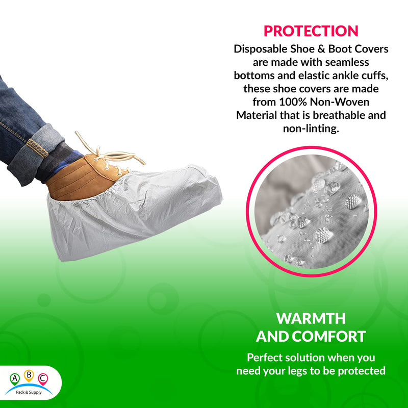  [AUSTRALIA] - AMZ White Disposable Shoe Covers Pack of 100 Shoe Protectors Disposable. One Size Fits All Heavy Duty Boot Covers. Disposable Shoe Covers for Indoors, Office, House Clean, Waterproof Thick Shoe Covers 100 Pack