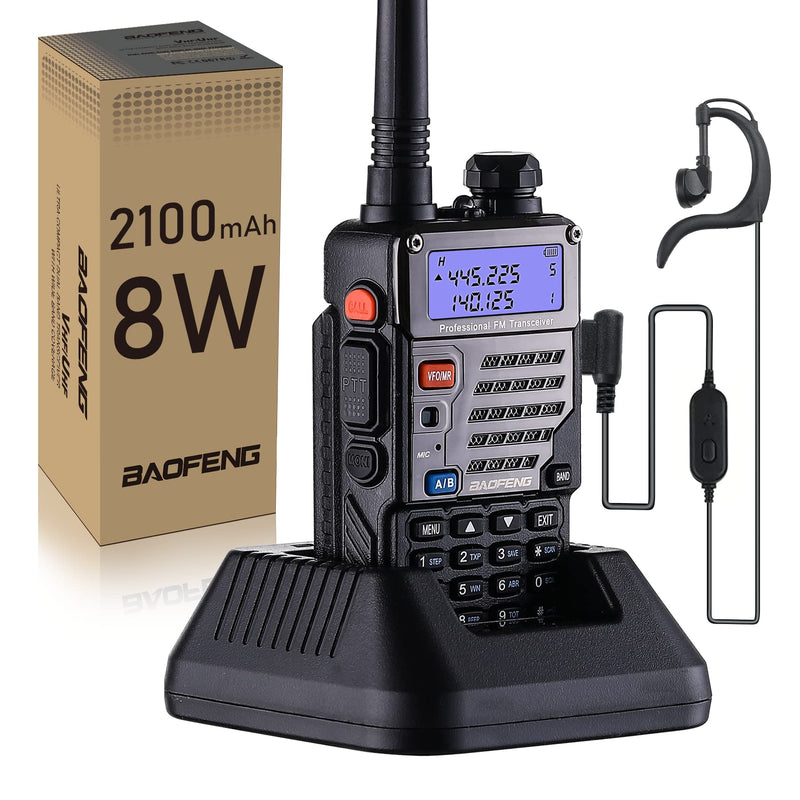  [AUSTRALIA] - BAOFENG UV-5RE (New Generation) Long Rang Walkie Talkie,8-Watt Dual Band Two Way Radio with 2100mAh Li-ion Battery Portable Walkie Talkies with Includes Full Kit.Frequency Range 144-148/420-450Mhz UV5RE 2100mAh