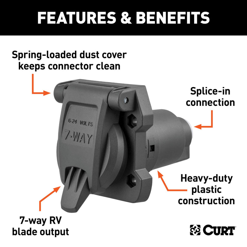  [AUSTRALIA] - CURT 58155 Heavy-Duty Vehicle-Side 7-Pin RV Blade Trailer Wiring Harness Connector