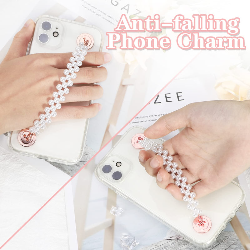  [AUSTRALIA] - Phone Lanyard, SHANSHUI Universal Phone Charm Plastic Beaded Neck Strap and Phone Strap With 2 Patches Tether Cell Phone Chain Lanyard for All Smartphones (White) White