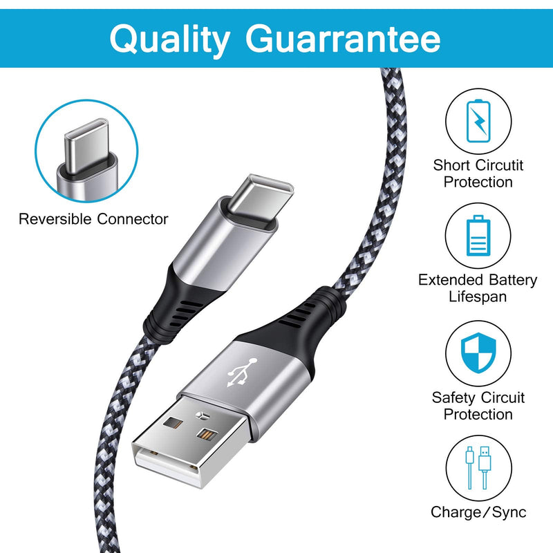  [AUSTRALIA] - USB Type C Cable, (4-Pack 6ft) USB-A to USB-C Nylon Braided Fast Charging Data Sync Transfer Cord for Samsung Galaxy S23+/S21/S22/S20 S10,Z Fold4/Flip4 5G,A14/A13 /A53/A73,Google Pixel 7a/7Pro/6,Moto