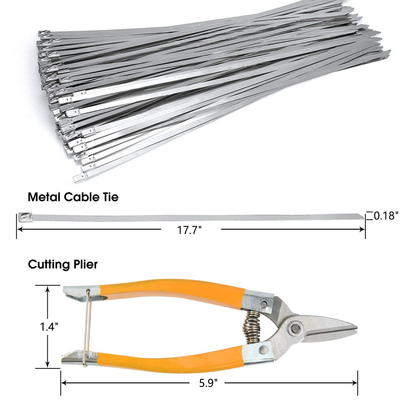  [AUSTRALIA] - Metal Cable Zip Ties Self Locking 304 Stainless Steel Exhaust Wrap Tie w. A Diagonal Cutting Plier Home Tools, 0.2 by 18 in 20 Pcs/Set