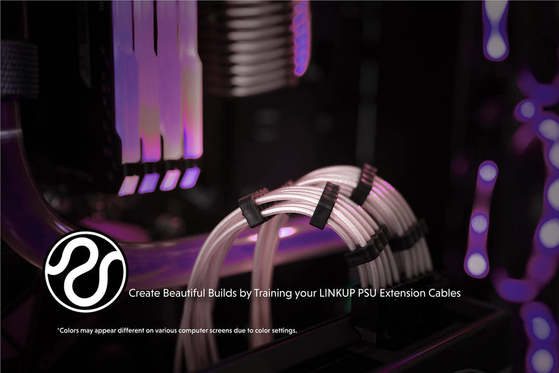  [AUSTRALIA] - LINKUP - 30cm PSU Cable Extension 18AWG Oxygen Free Copper (OFC) Teflon Jacket Custom Mod GPU PC w/Comb Kit┃1 x 24 P (20+4)┃2 x 8 P (4+4) CPU┃2 x 8 P (6+2) GPU Set┃300mm - Pink 30cm-TEFLON HIGH POWER Teflon Pink 5pk