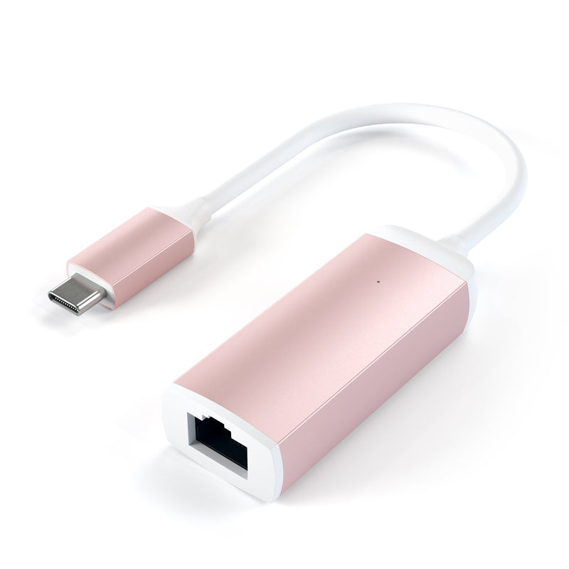 Satechi Aluminum Type-C Gigabit Ethernet Adapter - Compatible with 2020/2019 MacBook Pro, 2020/2018 MacBook Air, 2020/2018 iPad Pro (Rose Gold) Rose Gold - LeoForward Australia