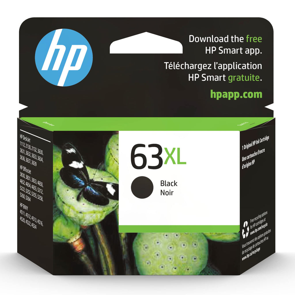  [AUSTRALIA] - HP 63XL Black High-yield Ink Cartridge | Works with HP DeskJet 1112, 2130, 3630 Series; HP ENVY 4510, 4520 Series; HP OfficeJet 3830, 4650, 5200 Series | Eligible for Instant Ink | F6U64AN