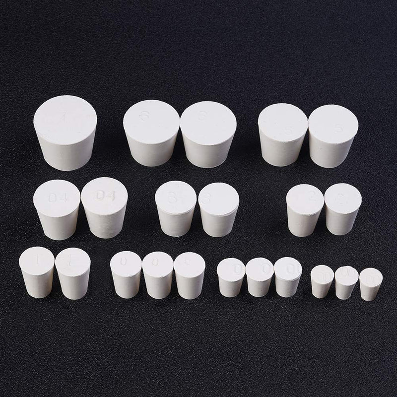  [AUSTRALIA] - 22 Pack 000# -7# White Solid Rubber Stoppers