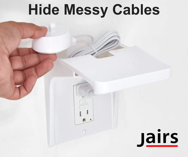  [AUSTRALIA] - Jairs Outlet Shelf with Cable Manager, Decora Cover, Speaker Shelf (2, White) 2