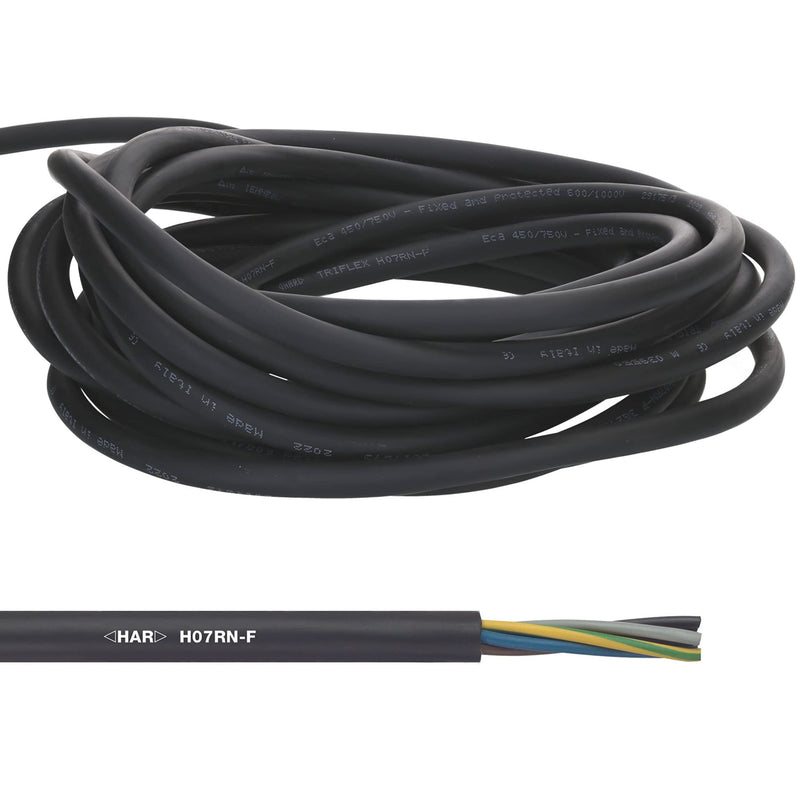  [AUSTRALIA] - 10 meters Lapp 16001293 H07RN-F 5x2.5 mm² flexible rubber cable with protective conductor I UV-resistant cable for outdoor use I oil-resistant I flame-retardant I connecting cable 5G2.5 mm2 black