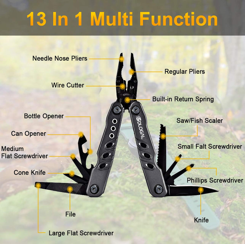  [AUSTRALIA] - 13in1 Camping Survival Multitool with Safety Locking,3 Kind of Pliers,Knife,Stainless Steel,Screwdriver,Can & Bottle Opener,18-in-1 Snowflake Wrench,Cool Ideal Gifts for Dad Husband Men Him Boyfriend 13in1 Multitool Knife