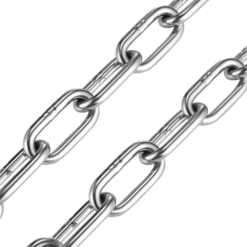  [AUSTRALIA] - MDAIRC Heavy Duty Stainless Steel Straight Link Chain , 800 Pound Load, 6mm (0.23 inch) Diameter, 50cm (19.6 inch) Length, with 2 Locking Snap Hooks