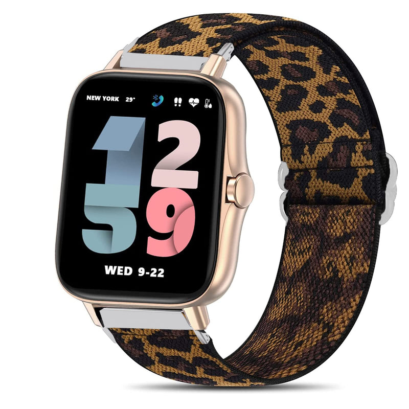  [AUSTRALIA] - Compatible for ANDFZ Smartwatch Band, Lamshaw Stretch Elastics Nylon Adjustable Replacement Strap Compatible for ANDFZ T42 1.72/Geelyda Y20 Pro/SOUYIE T45S Smartwatch Smartwatch (Leopard) Leopard
