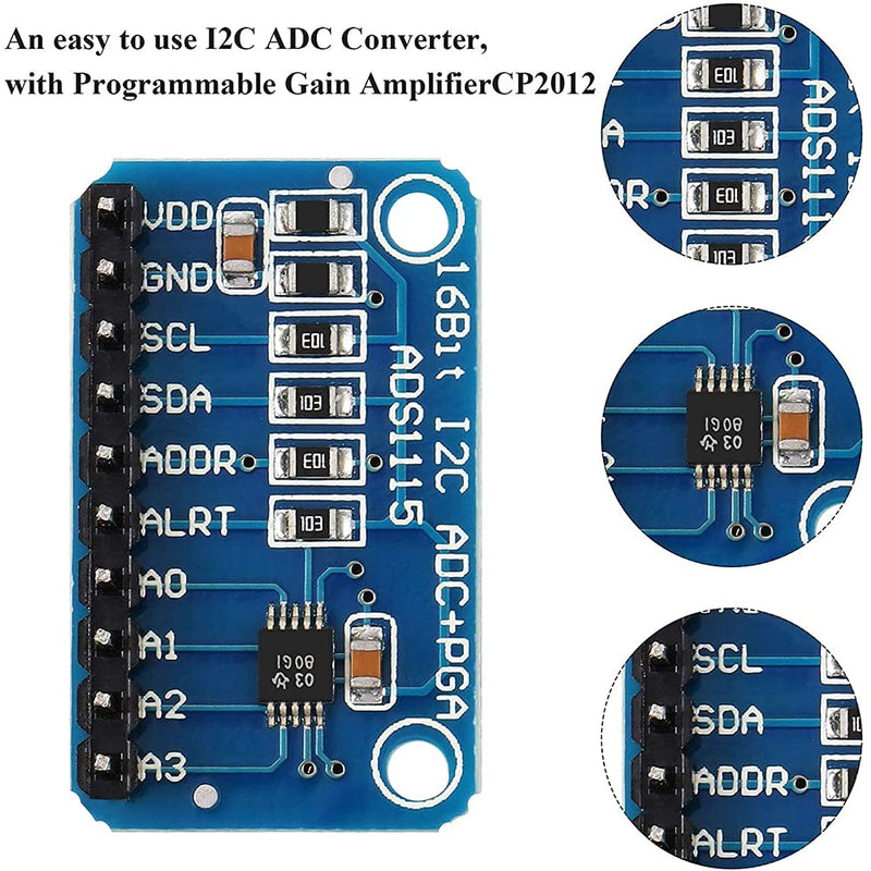  [AUSTRALIA] - AOICRIE 6pcs ADS1115 Analog-to-Digital Converter 16 Bit ADC 4 Channel Module Converter with Programmable Gain Amplifier ADC Converter Development Compatible with for Arduino for Raspberry Pi