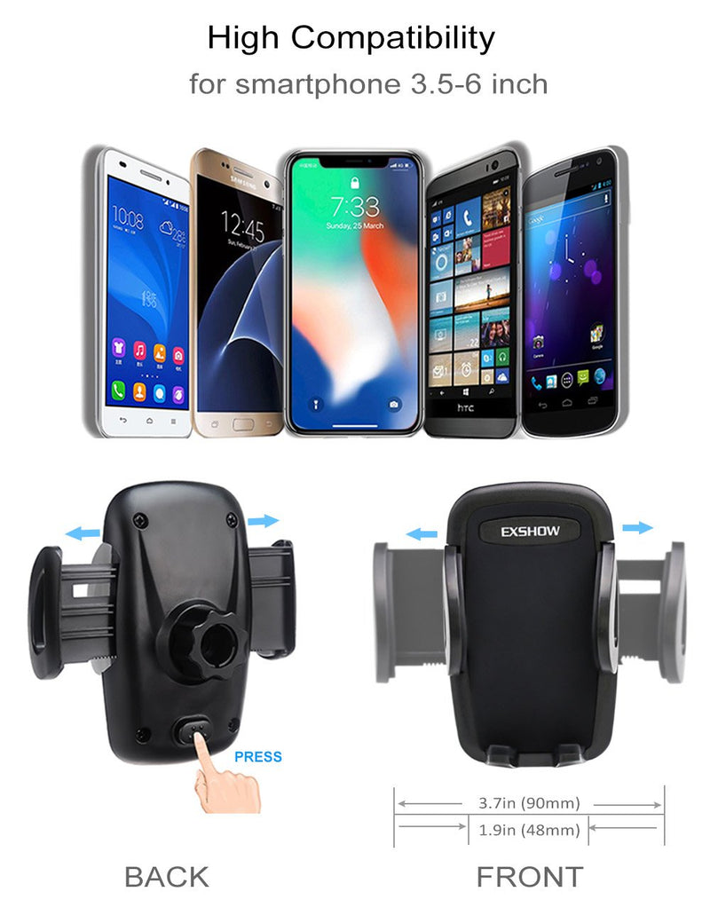  [AUSTRALIA] - Car Windshield Phone Holder Mount, EXSHOW Universal Car Window Cell Phone Truck Mount with Gooseneck Long Arm Super Suction Cup for iPhone 12 11 Xr Xs Max X 8 Plus 7 6S, Samsung and All 3.5-6.5" Phone