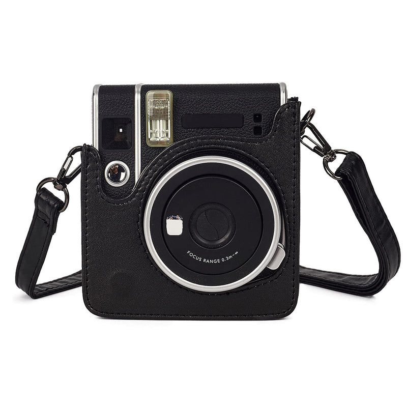  [AUSTRALIA] - Phetium Instant Camera Case Compatible with Instax Mini 40,PU Leather Bag with Pocket and Adjustable Shoulder Strap (Black) Black