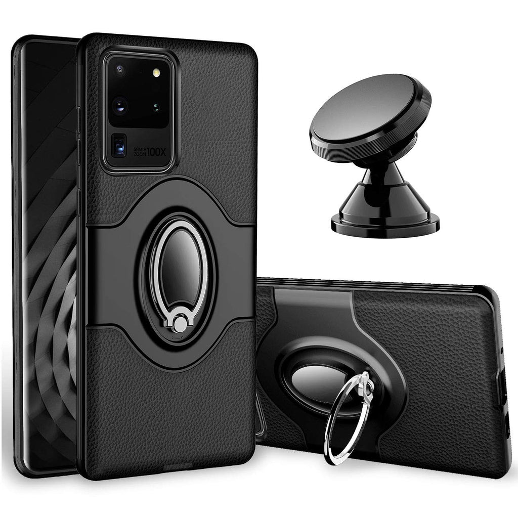  [AUSTRALIA] - eSamcore Galaxy S20 Ultra Case - Phone Ring Holder Cases + Dashboard Magnetic Car Phone Mount Kickstand Grip for Samsung Galaxy S20 Ultra 5G 6.9” [Black] Black