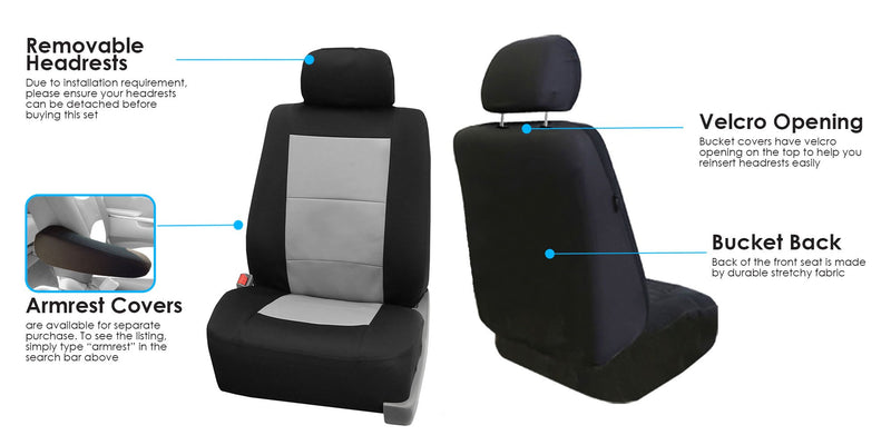 [AUSTRALIA] - FH Group FB085102 Premium Waterproof Seat Covers (Gray) Front Set – Universal Fit for Cars Trucks & SUVs