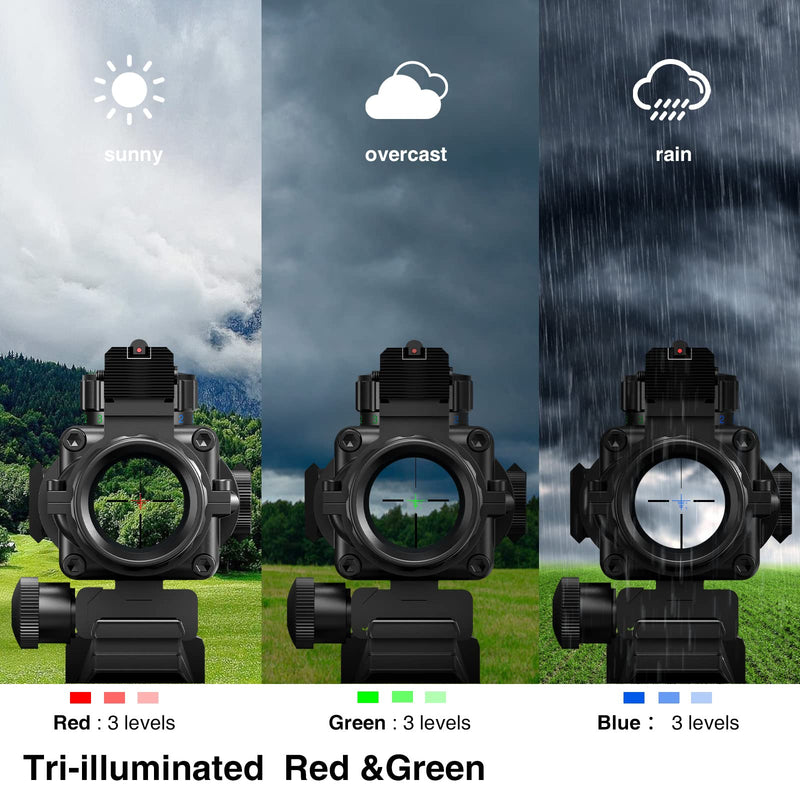  [AUSTRALIA] - MidTen 4x32 Tactical Rifle Scope Red & Green &Blue Illuminated Reticle Hunting Guns Scope with Mount for 20mm Rail and Fiber Optic Sight