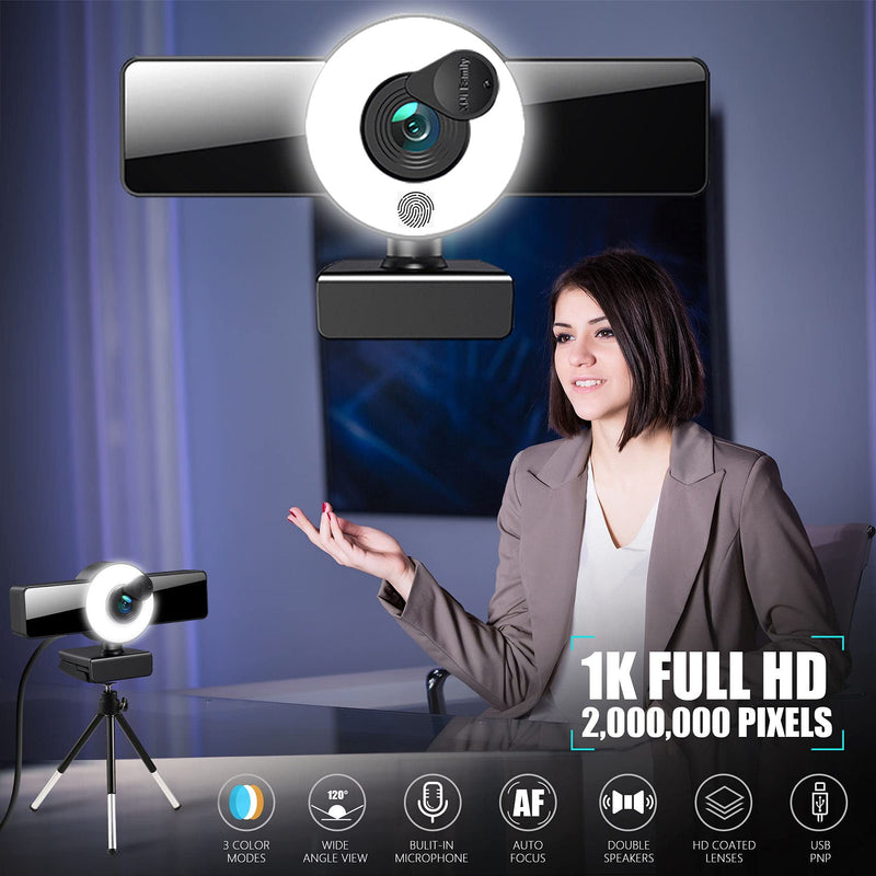  [AUSTRALIA] - 1080P Web Camera, HD Webcam with Microphone & Privacy Cover, 2021 Paladou PGR-008 USB Laptop Computer Camera, Plug and Play for Live Streaming, Zoom, Skype, Conferencing and Online Video Calling