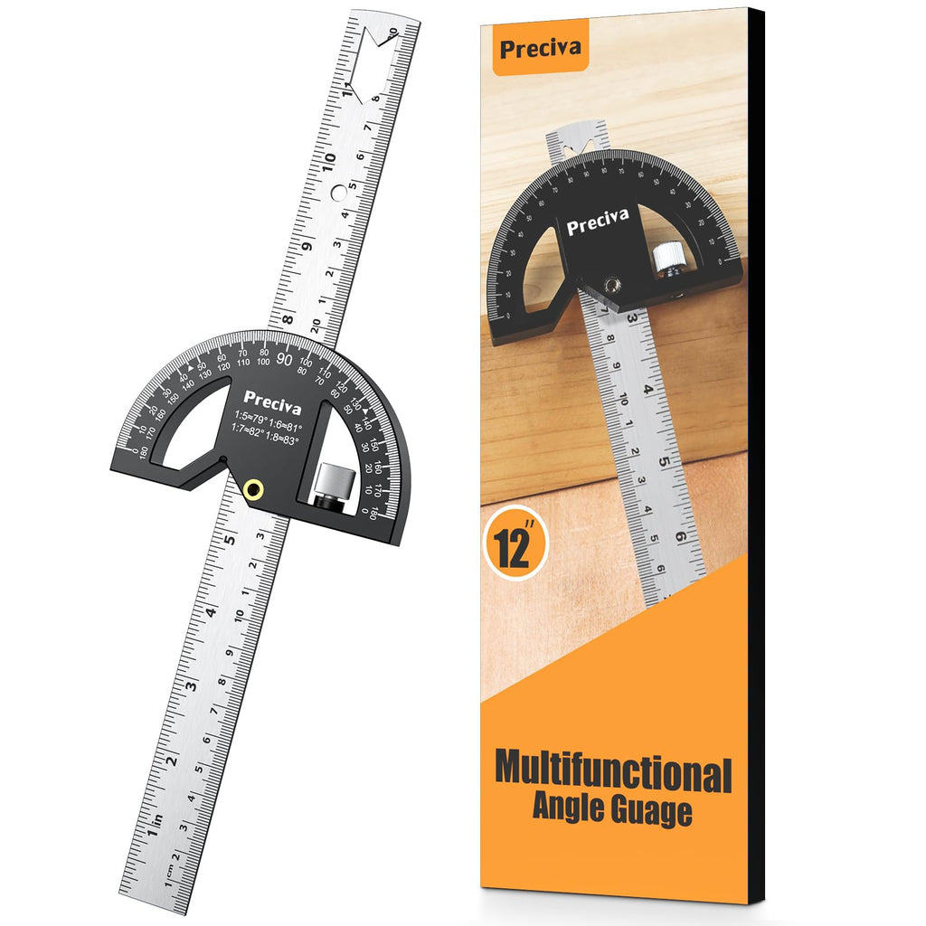  [AUSTRALIA] - Protractor, stop square Preciva universal combination square with ruler stop for precise marking and drawing with multi-angle stop ruler protractor High-quality professional measuring tool