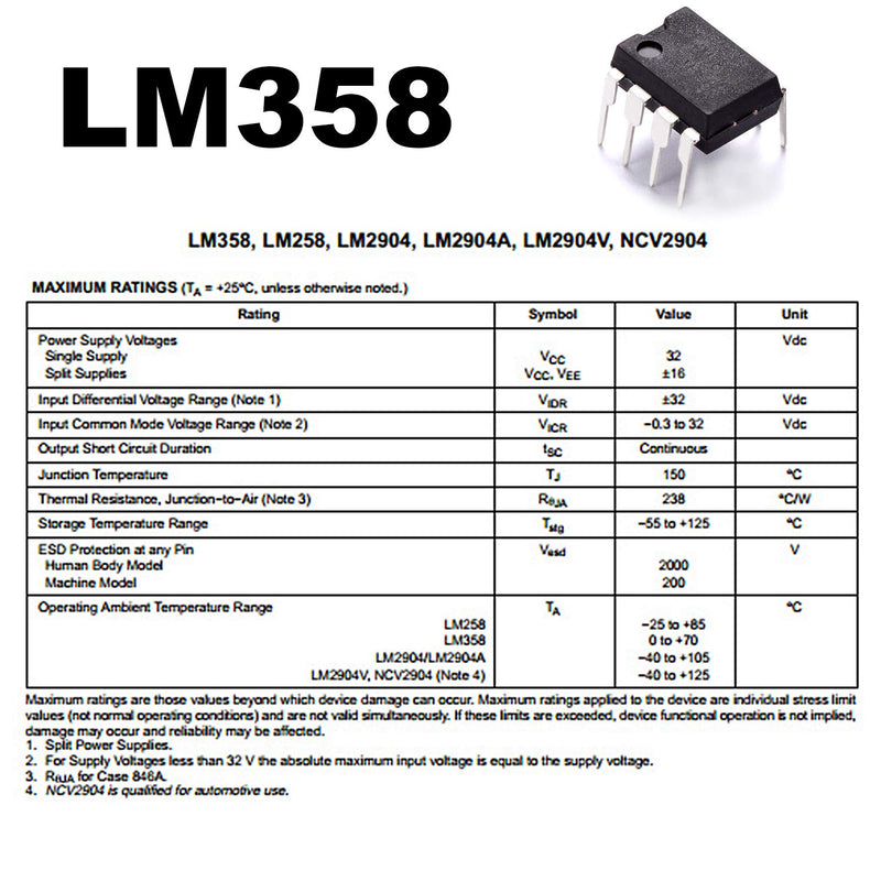 100 Pcs IC Dip LM358, LM358 DIP LM358N Operational Amplifier Dual op-amp (Pack of 100) - LeoForward Australia
