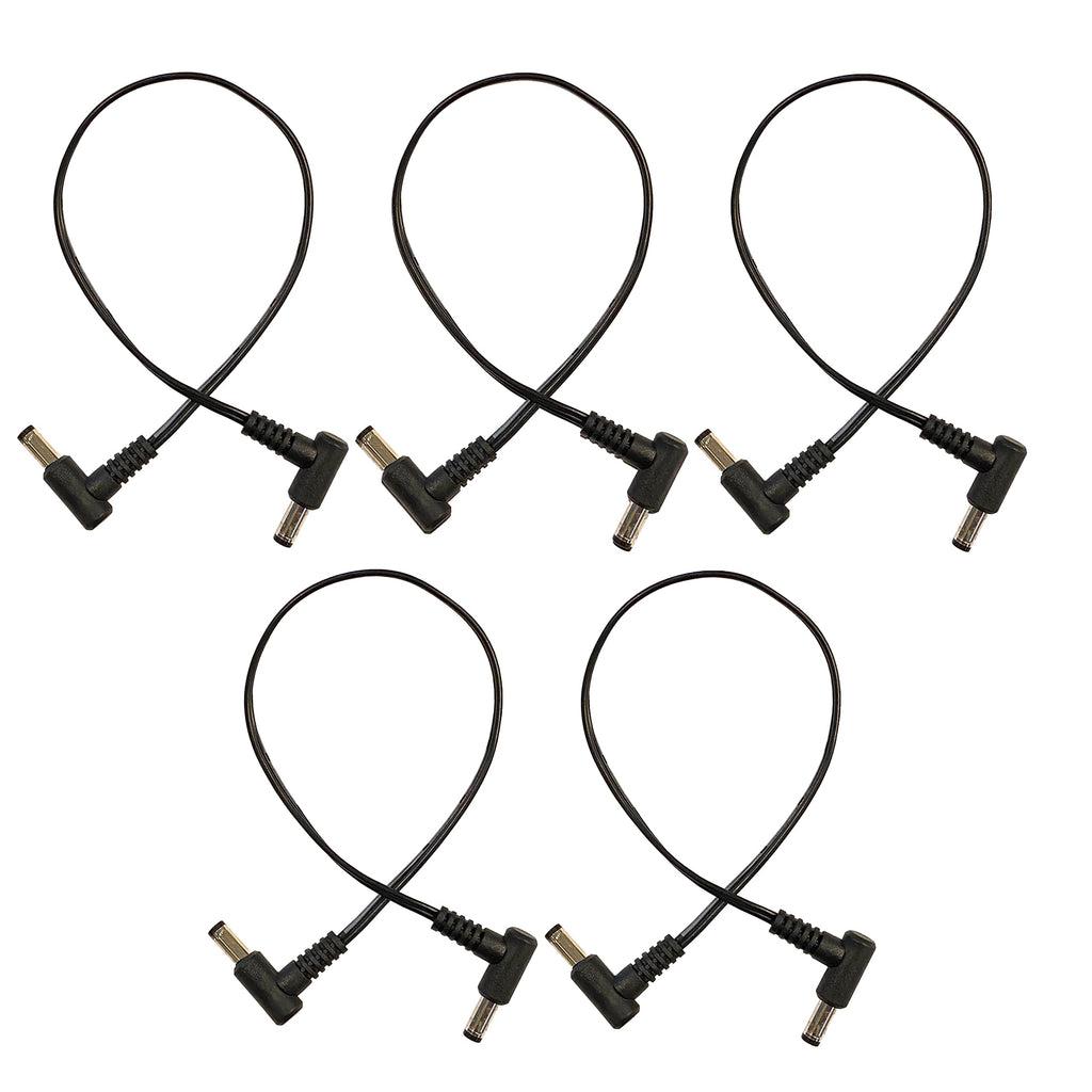  [AUSTRALIA] - (5) Pack 1 Foot Right Angle DC Power 5.5mm x 2.1mm Flat Patch Cables Wire Male Male