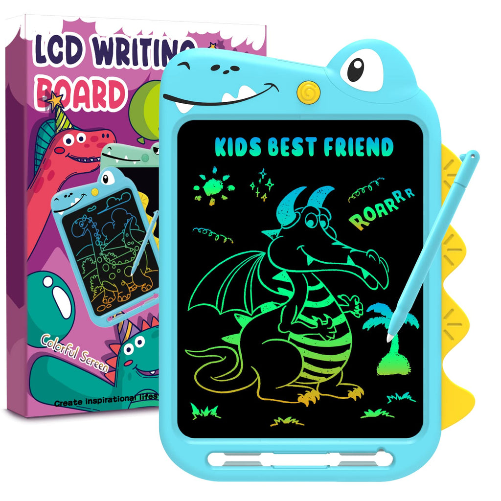  [AUSTRALIA] - Cartoon LCD Writing Tablet,10 inch Drawing Doodle Board with Colorful Screen, Erasable Reusable Graffiti Handwriting Tablet for 3-8 Years Boys Girls Toy Gifts for Toddler Educational Learning Travel 10 inch Blue Dinosaur