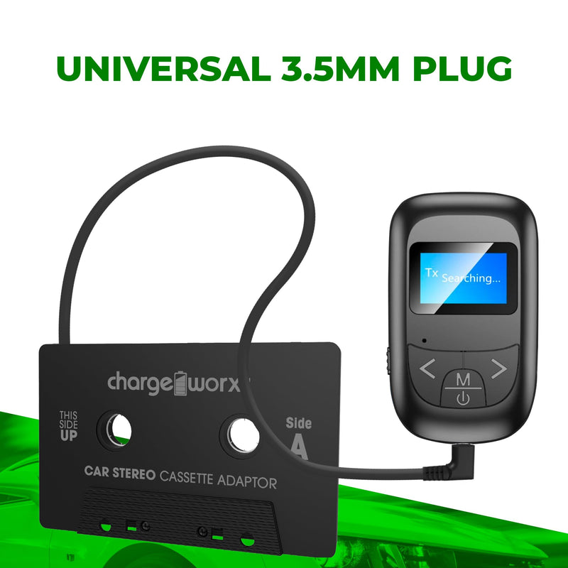  [AUSTRALIA] - Chargeworx Car Cassette Adapter to 3.5mm Aux Plug|Connects Aux-Cord Compatible Smartphones, iPads, Laptops, CD Players to Tape Players|Stream Music, Audiobooks through Car Speakers Using Cassette Deck