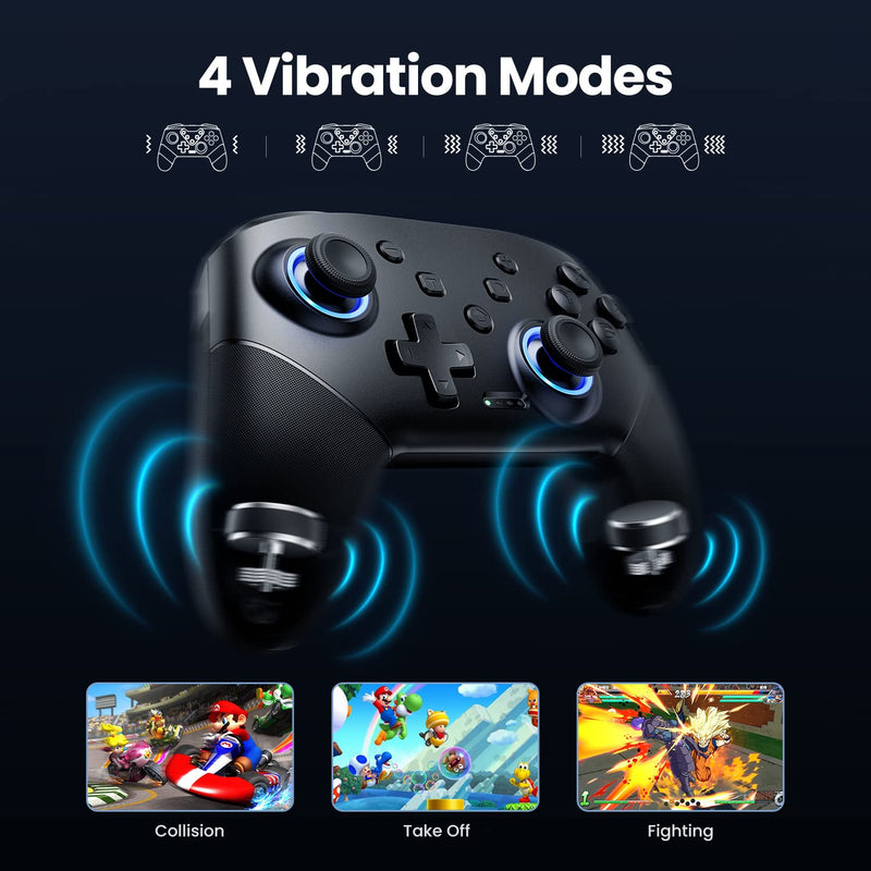 [AUSTRALIA] - VOYEE Switch Controllers Wireless, Programmable Switch Pro Controllers for Switch/Switch Lite/OLED/PC, One-Key Pairing Gamepad with 9-Color RGB LEDs 800mAh Battery 6-Axis Motion Wake Up Function