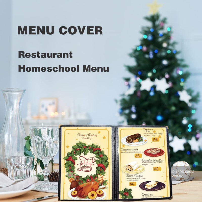  [AUSTRALIA] - 2PCS Menu Covers 8.5" x 11.8" Restaurant Menu Holder 4 Page 8 View Transparent Menu Sleeve,Fits A4 Size Paper for Restaurant Menu Home Project Office Daily Paper Chores and etc(Black) 2pcs 4page 8view black