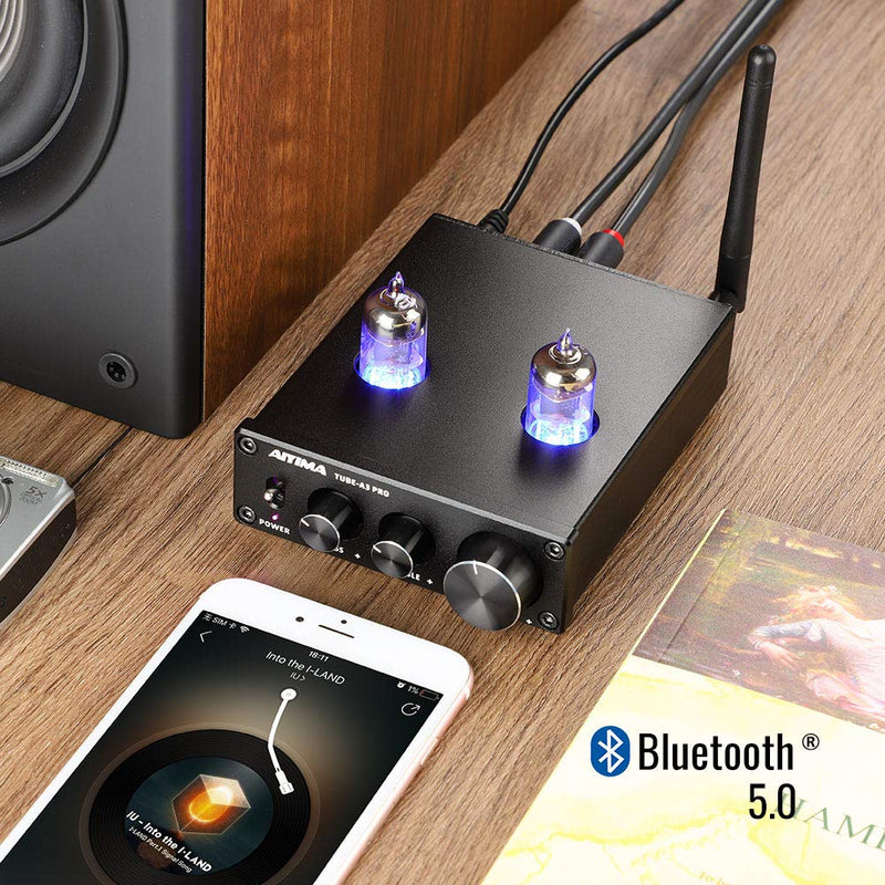 AIYIMA Audio 6J1 Tube Preamplifier Bluetooth 5.0 with Treble & Bass Adjustment DC12V HiFi Audio Preamp NE5532P Chips for Home Audio Amplifier System(Black+BT 5.0) Black+BT 5.0 - LeoForward Australia