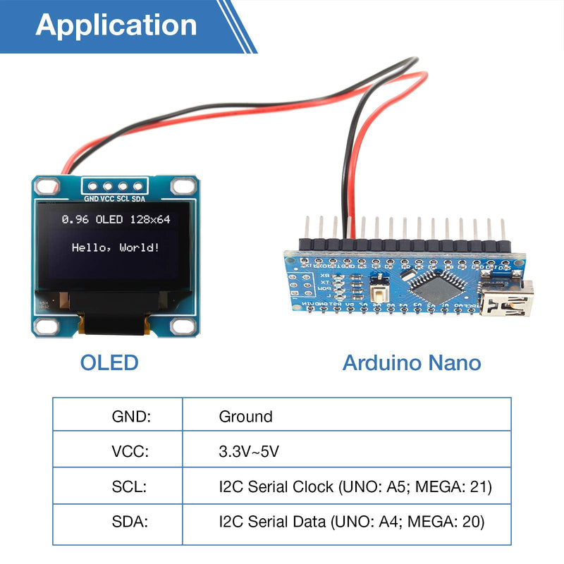  [AUSTRALIA] - 5 Pieces 0.96 Inch OLED Module 12864 128x64 Driver IIC I2C Serial Self-Luminous Display Board Compatible with Arduino Raspberry PI (White) White