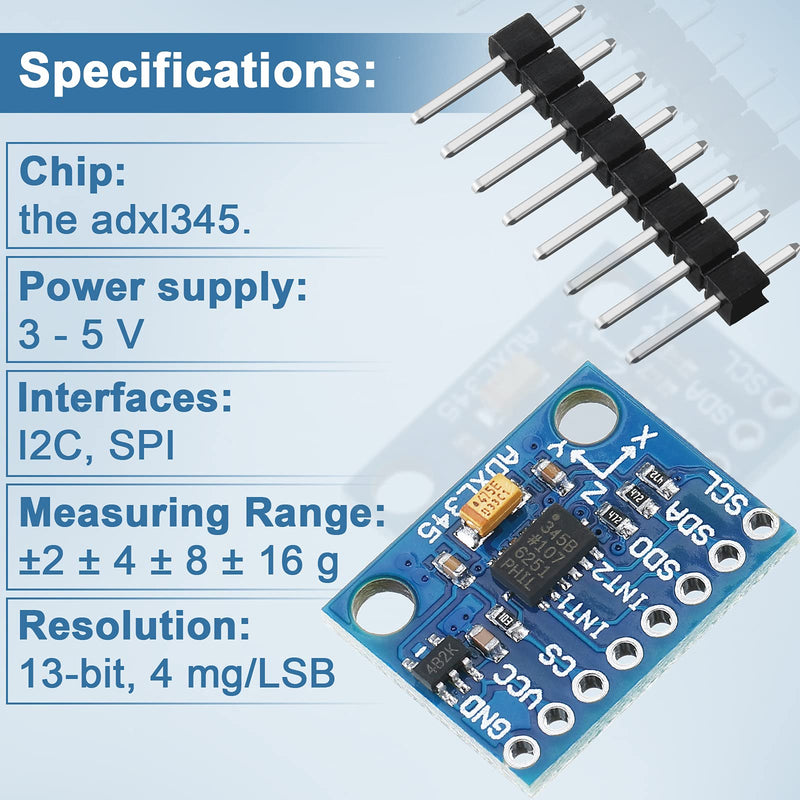  [AUSTRALIA] - 2 Accelerometer ADXL345 3-Axis GY-291 Digital Gravity Sensor Module ADXL345 Digital Accelerometer Module 3 Axis Acceleration Tilt Compatible with Arduino Raspberry Pi