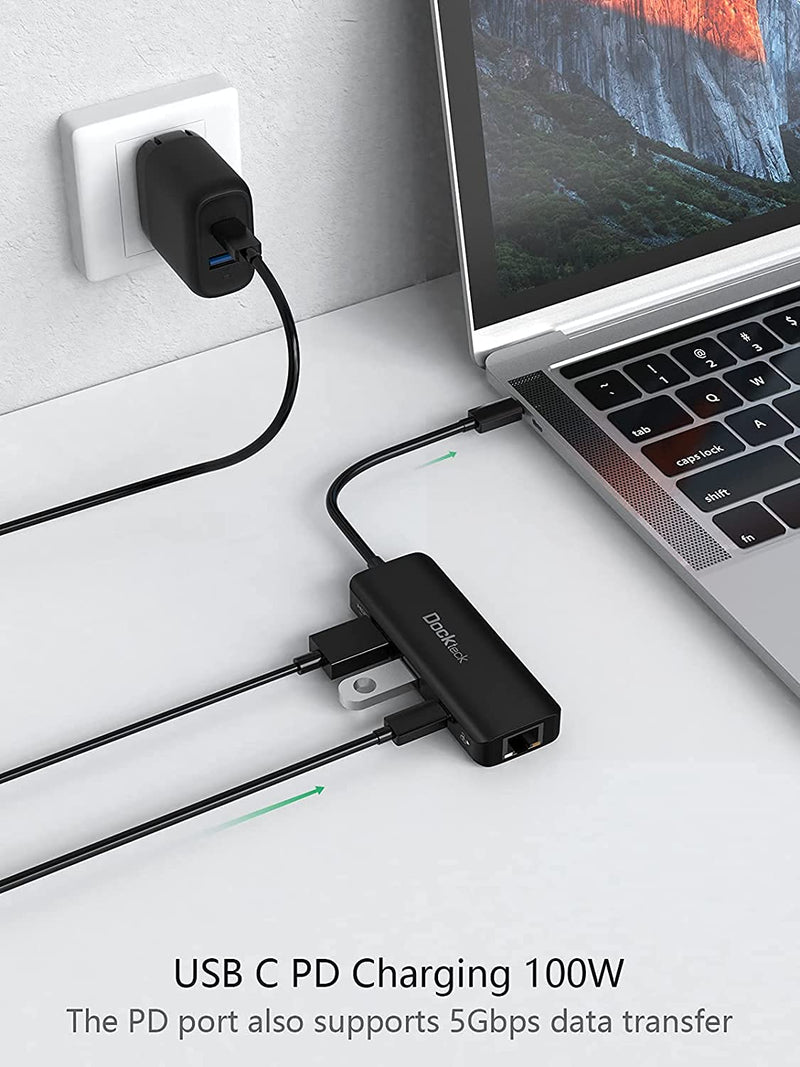  [AUSTRALIA] - USB C Hub 4K 60Hz, Dockteck 4-in-1 USB C PD Ethernet Hub Dongle with 4K 60Hz HDMI, 1Gbps Ethernet, 100W PD, USB 3.0 for MacBook Pro / Air M1 2020, iPad Pro 2021, iPad Air 2020 and More