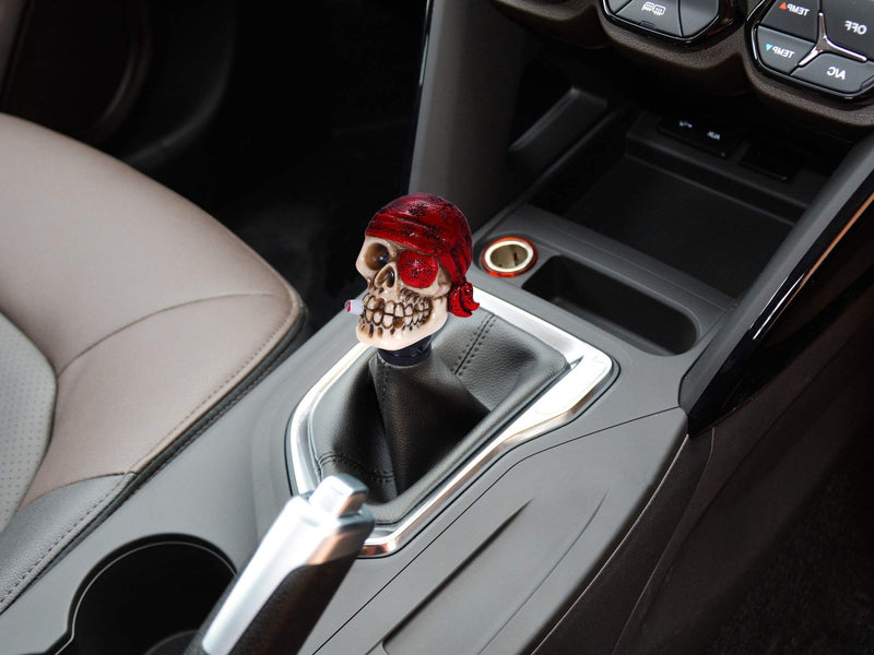  [AUSTRALIA] - Bashineng Transmission Stick Shifter One-Eyed Pirate Style Universal Car Gear Shift Knobs for Most Manual Automatic Cars (Red) red