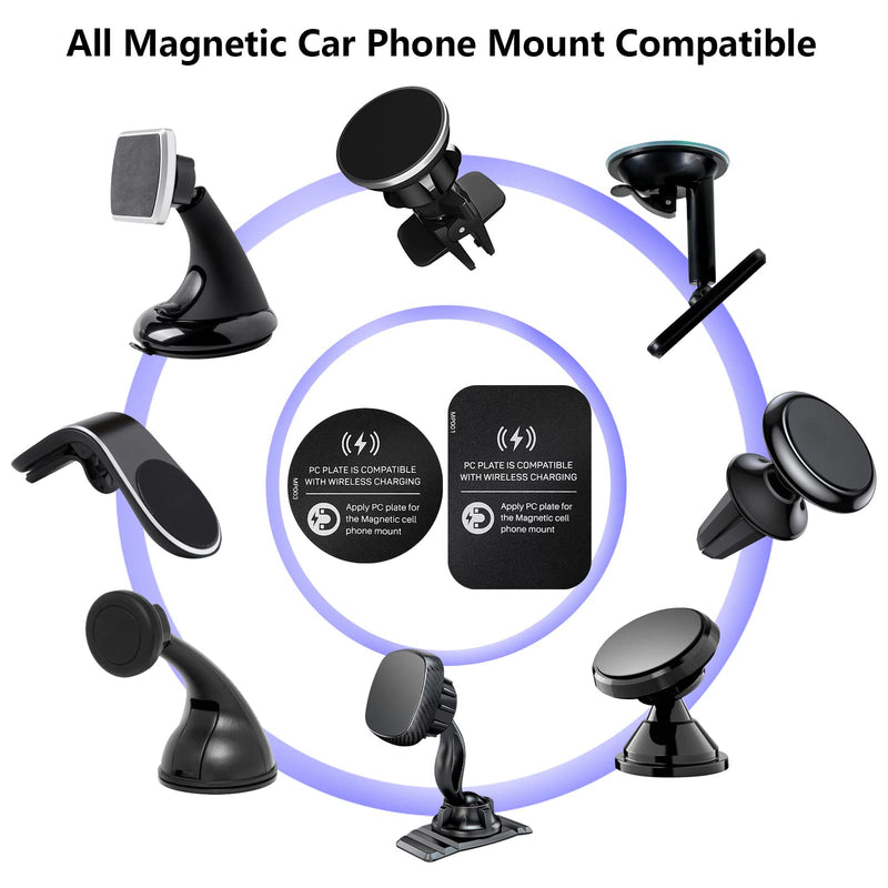  [AUSTRALIA] - 12 Pieces Metal Plate for Phone Magnet Wireless Charging Compatible Cradle Disc Round Rectangle Phone Magnet Sticker Black Magnetic Metal Plate Cell Phone Automobile Cradles for Magnetic Car Phone