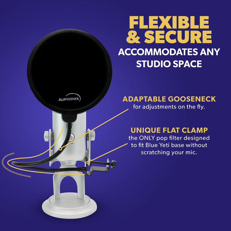  [AUSTRALIA] - Auphonix Pop Filter Screen for Microphones - Gooseneck Clamps Compatible with Blue Yeti Microphone - Great Gift Blue Yeti Compatible Pop Filter
