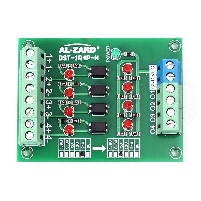  [AUSTRALIA] - Optocoupler isolation module, 4-channel DST-1R4P-N 24V to 3.3V optocoupler isolator PLC signal level voltage converter module, PLC signal converter board